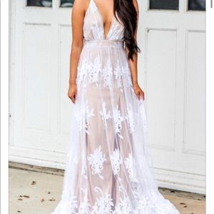 Maxi Dress white & cream floral